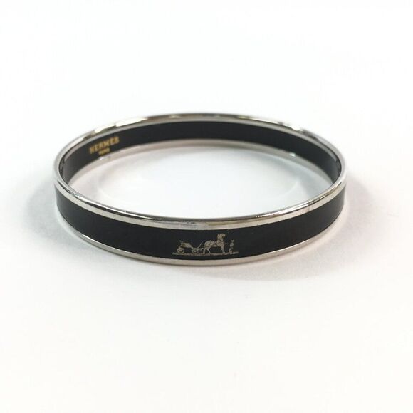 Hermes Black Enamel Caleche Horse and Carriage Bangle Bracelet - Picture 2 of 11